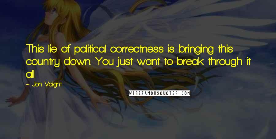 Jon Voight quotes: This lie of political correctness is bringing this country down. You just want to break through it all.