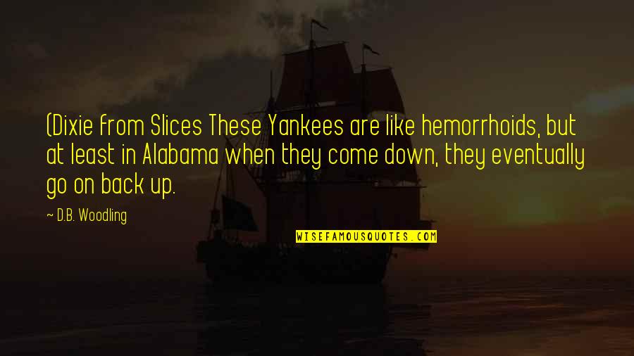 Jonai Chemija Quotes By D.B. Woodling: (Dixie from Slices These Yankees are like hemorrhoids,