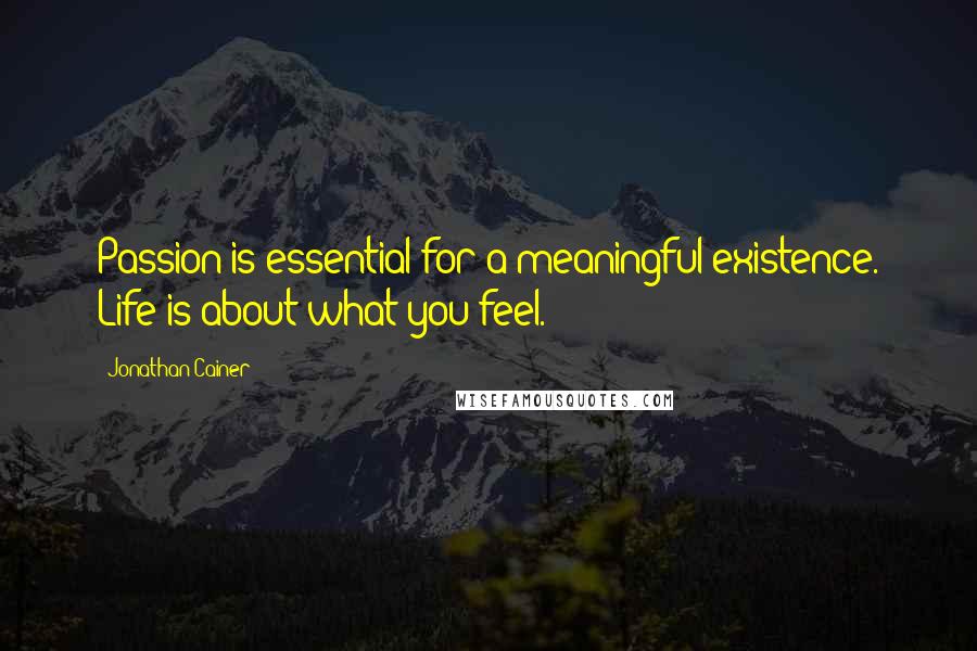 Jonathan Cainer quotes: Passion is essential for a meaningful existence. Life is about what you feel.