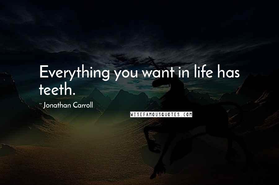 Jonathan Carroll quotes: Everything you want in life has teeth.