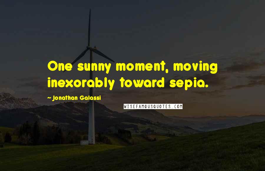 Jonathan Galassi quotes: One sunny moment, moving inexorably toward sepia.