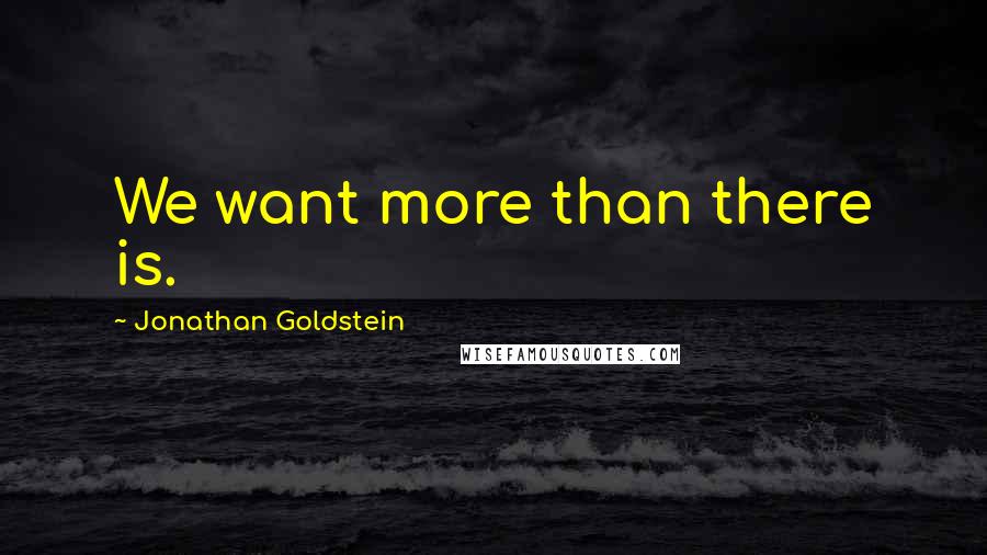 Jonathan Goldstein quotes: We want more than there is.