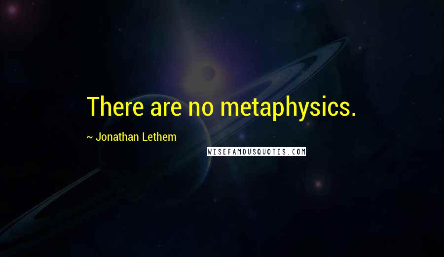 Jonathan Lethem quotes: There are no metaphysics.