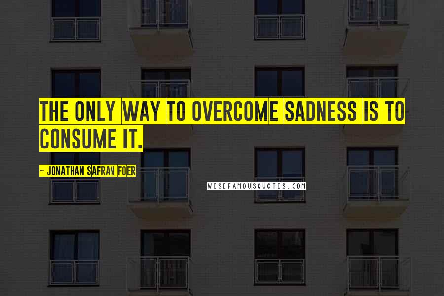 Jonathan Safran Foer quotes: The only way to overcome sadness is to consume it.
