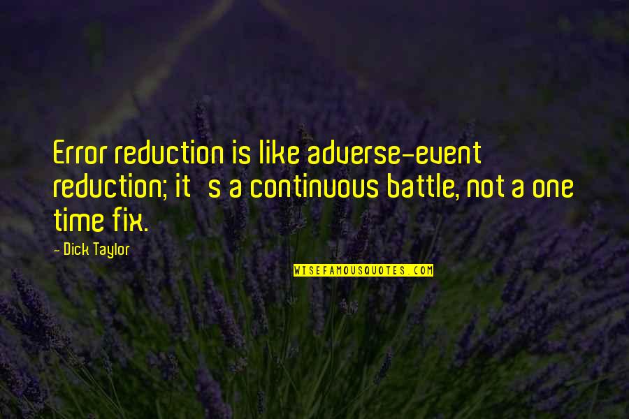 Jones Soda Bottle Cap Quotes By Dick Taylor: Error reduction is like adverse-event reduction; it's a