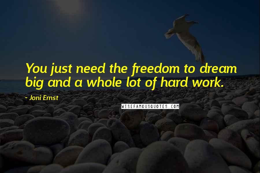 Joni Ernst quotes: You just need the freedom to dream big and a whole lot of hard work.