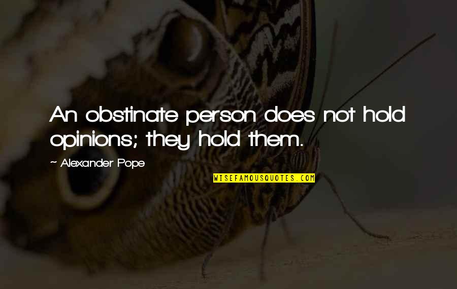 Jonnee Bardo Quotes By Alexander Pope: An obstinate person does not hold opinions; they