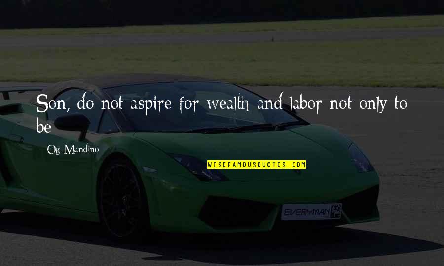 Jopek Death Quotes By Og Mandino: Son, do not aspire for wealth and labor