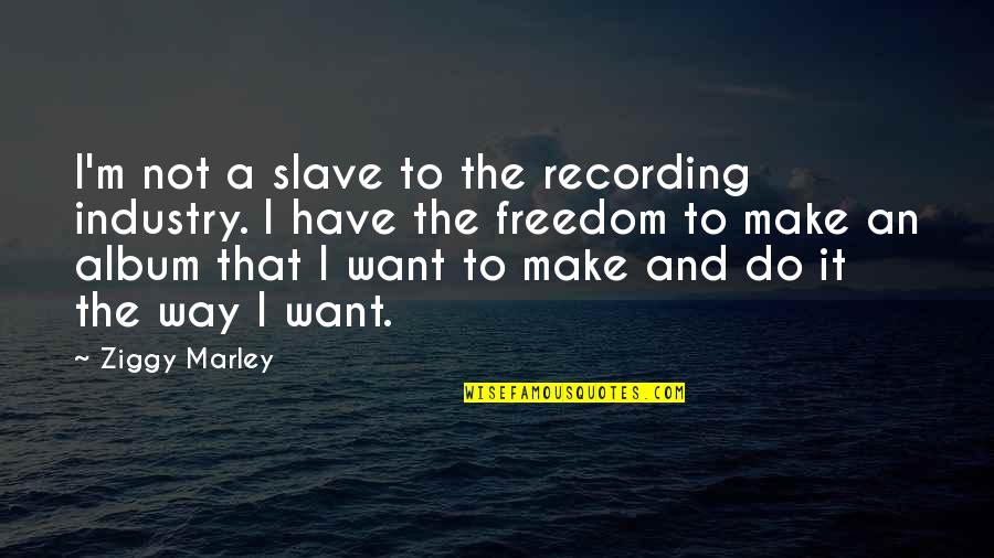 Jordee Kalk Quotes By Ziggy Marley: I'm not a slave to the recording industry.
