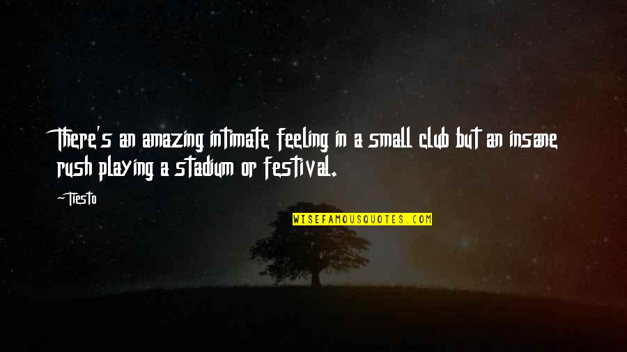 Jorge Ponce Quotes By Tiesto: There's an amazing intimate feeling in a small Jorge Ponce Quotes By Tiesto: There's an amazing intimate feeling in a small
