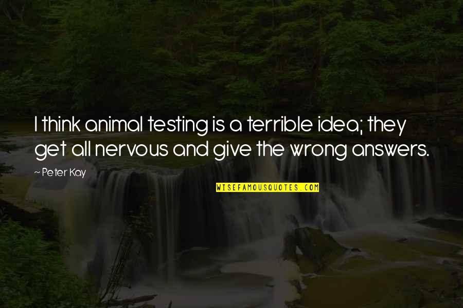 Joriene De Nooij Quotes By Peter Kay: I think animal testing is a terrible idea; Joriene De Nooij Quotes By Peter Kay: I think animal testing is a terrible idea;