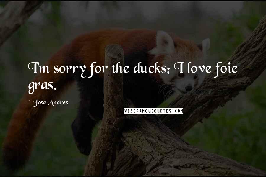 Jose Andres quotes: I'm sorry for the ducks; I love foie gras.