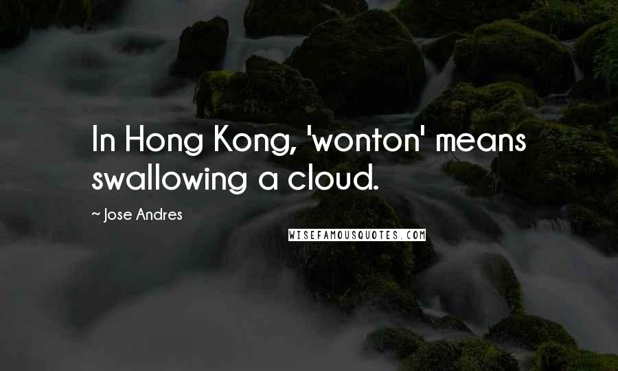 Jose Andres quotes: In Hong Kong, 'wonton' means swallowing a cloud.
