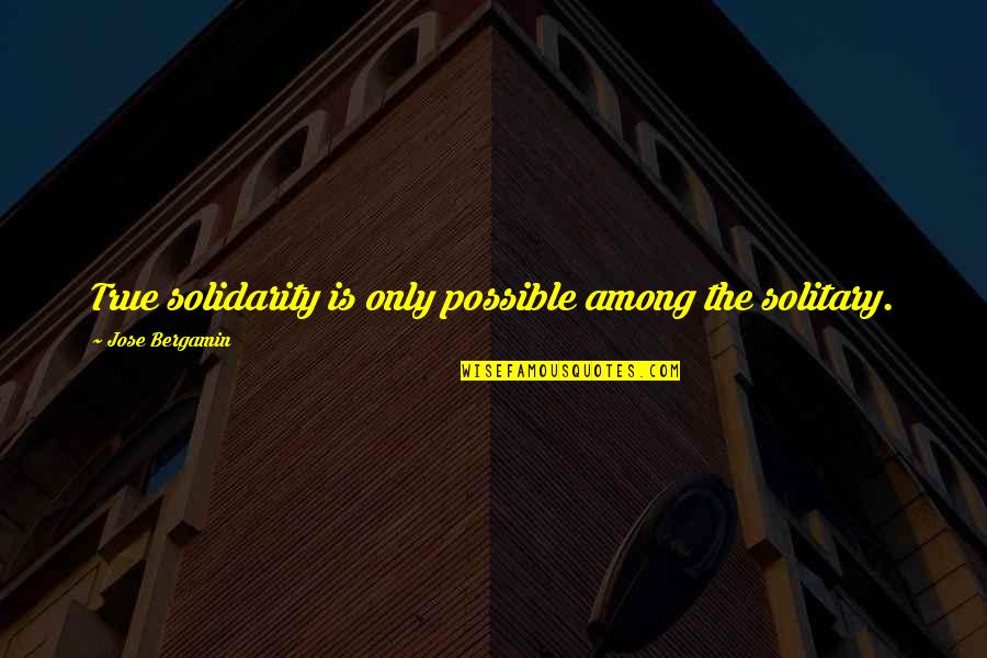 Jose Bergamin Quotes By Jose Bergamin: True solidarity is only possible among the solitary. Jose Bergamin Quotes By Jose Bergamin: True solidarity is only possible among the solitary.