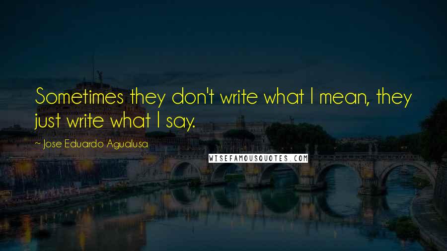 Jose Eduardo Agualusa quotes: Sometimes they don't write what I mean, they just write what I say.