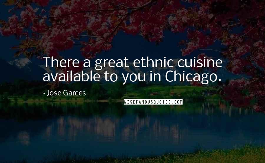 Jose Garces quotes: There a great ethnic cuisine available to you in Chicago.