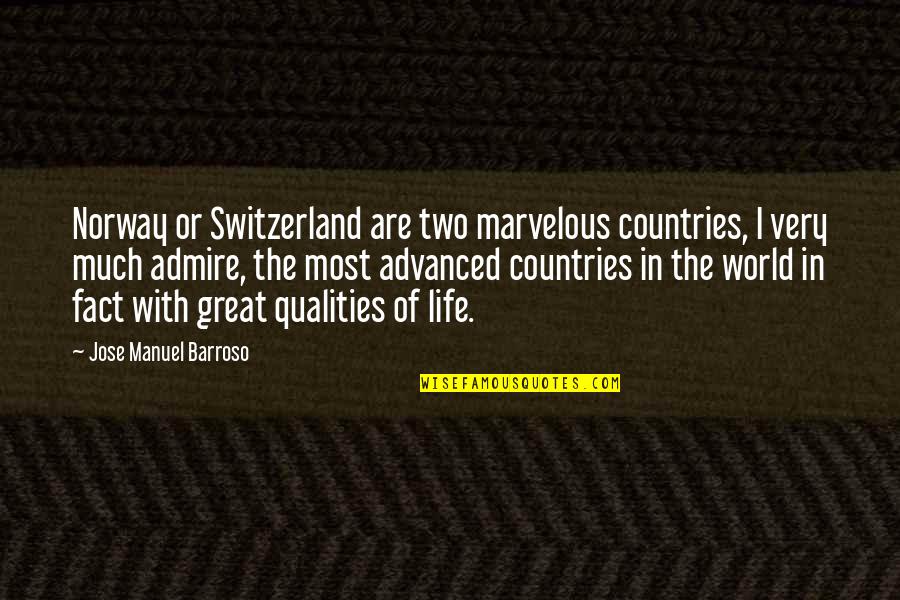 Jose Manuel Barroso Quotes By Jose Manuel Barroso: Norway or Switzerland are two marvelous countries, I Jose Manuel Barroso Quotes By Jose Manuel Barroso: Norway or Switzerland are two marvelous countries, I