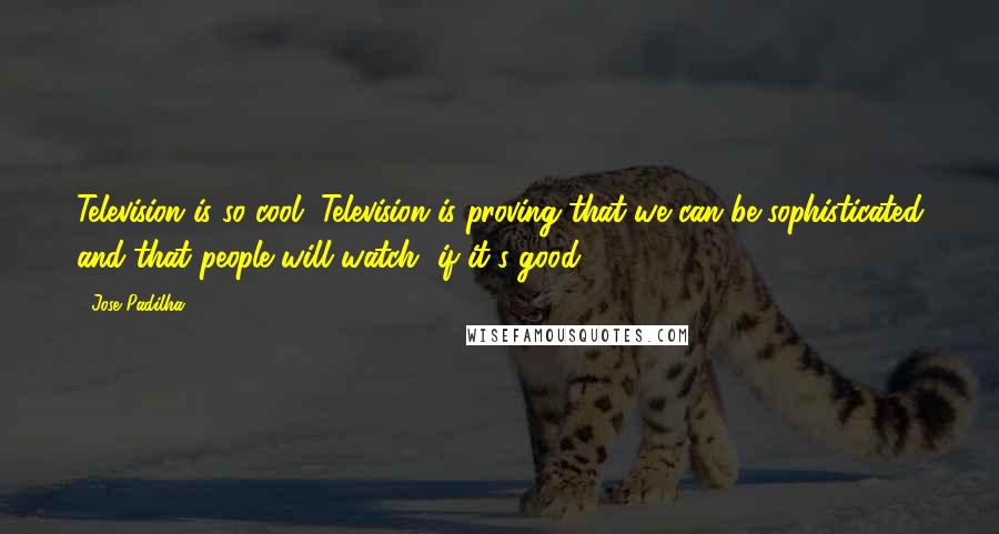 Jose Padilha quotes: Television is so cool. Television is proving that we can be sophisticated and that people will watch, if it's good.