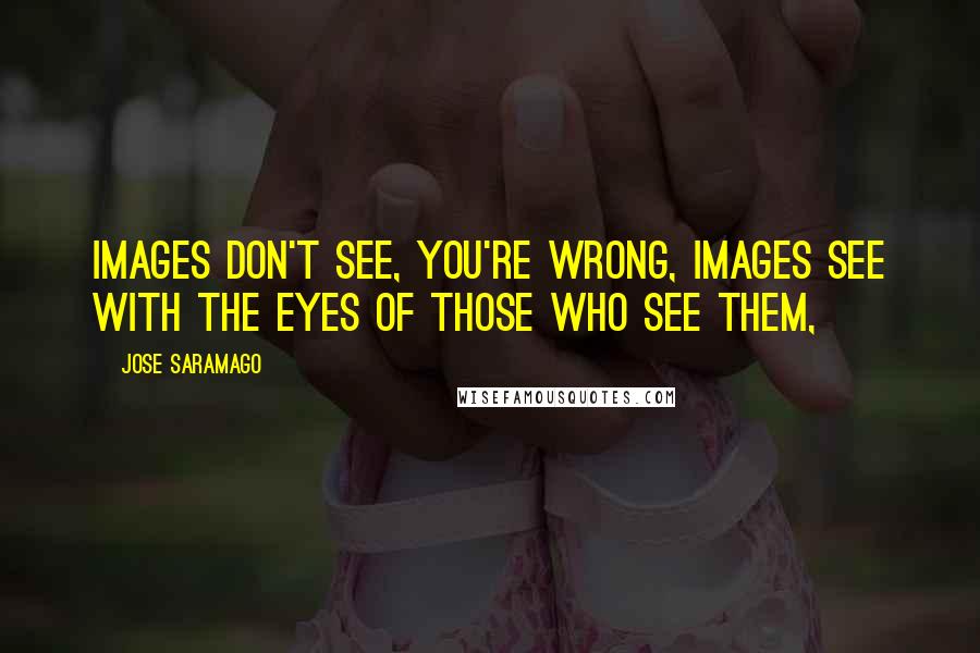 Jose Saramago quotes: Images don't see, You're wrong, images see with the eyes of those who see them,