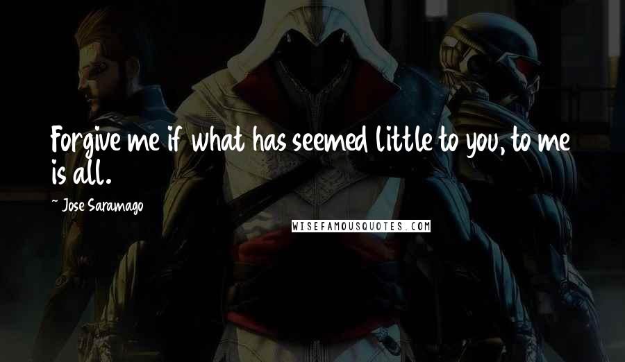 Jose Saramago quotes: Forgive me if what has seemed little to you, to me is all.