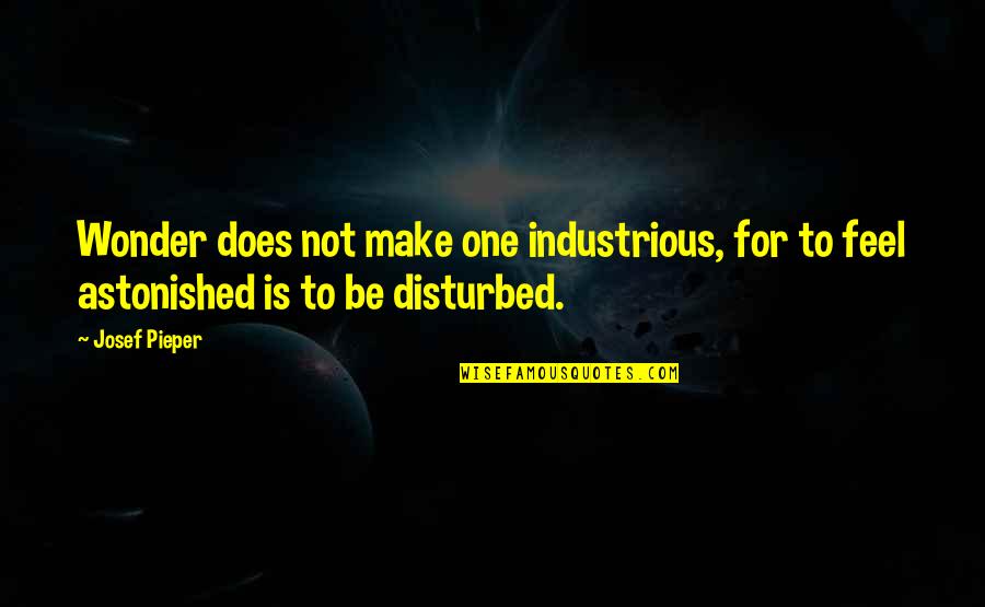 Josef K Quotes By Josef Pieper: Wonder does not make one industrious, for to