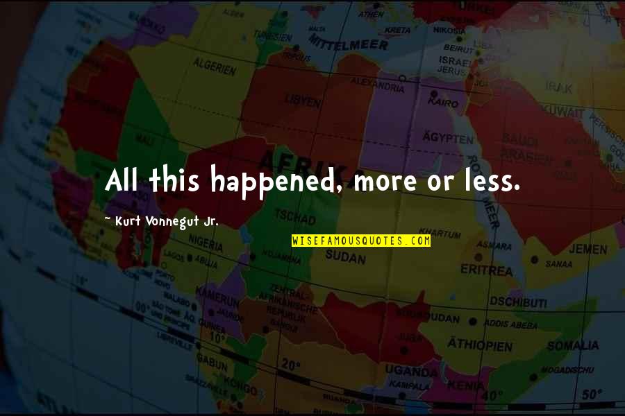 Joselynn Amran Quotes By Kurt Vonnegut Jr.: All this happened, more or less. Joselynn Amran Quotes By Kurt Vonnegut Jr.: All this happened, more or less.