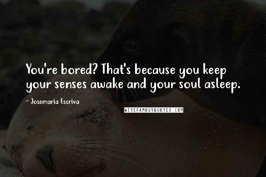 Josemaria Escriva quotes: You're bored? That's because you keep your senses awake and your soul asleep.