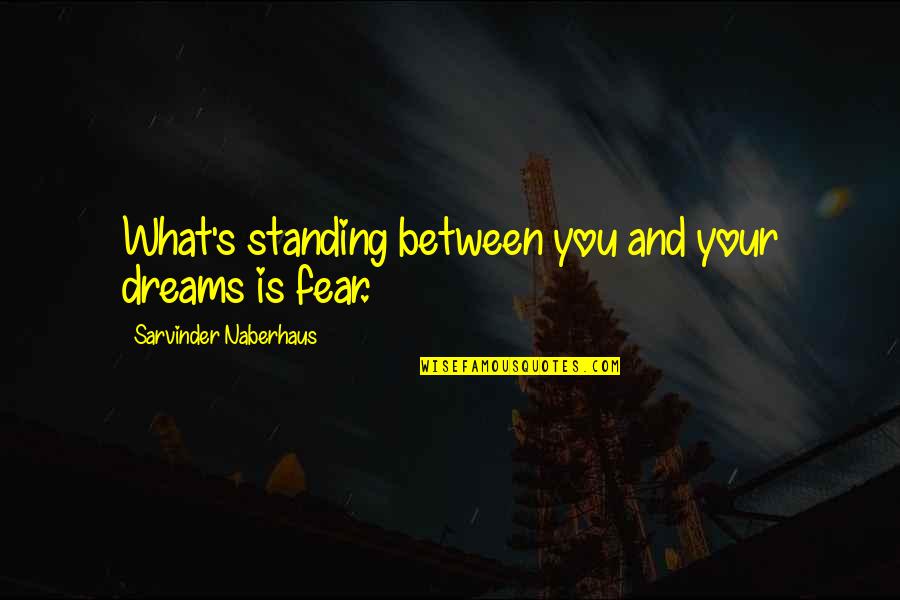 Joseph Bamford Quotes By Sarvinder Naberhaus: What's standing between you and your dreams is Joseph Bamford Quotes By Sarvinder Naberhaus: What's standing between you and your dreams is
