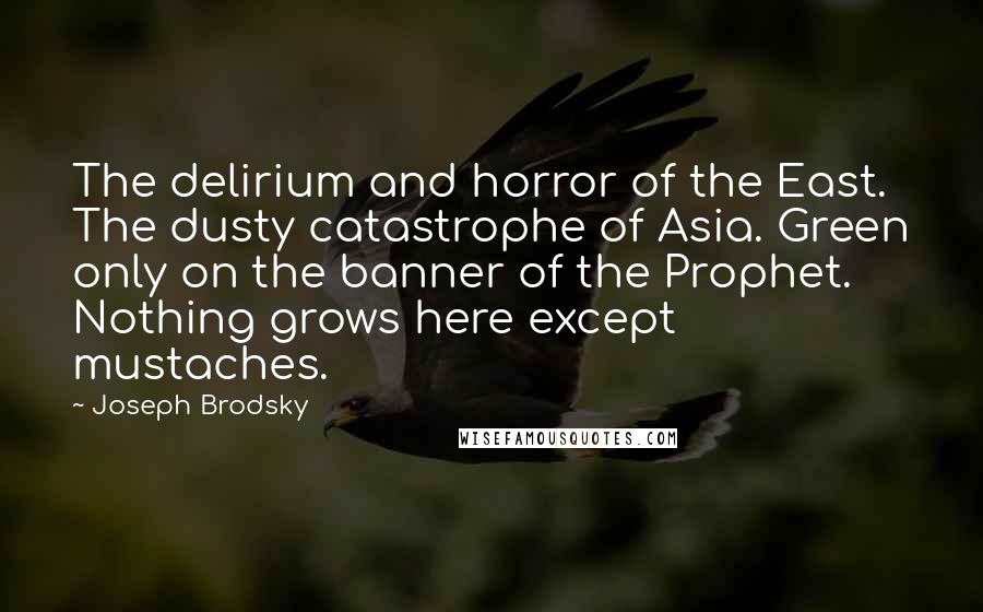 Joseph Brodsky quotes: The delirium and horror of the East. The dusty catastrophe of Asia. Green only on the banner of the Prophet. Nothing grows here except mustaches.