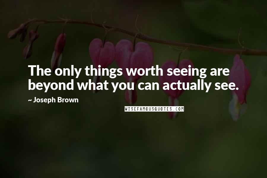 Joseph Brown quotes: The only things worth seeing are beyond what you can actually see.