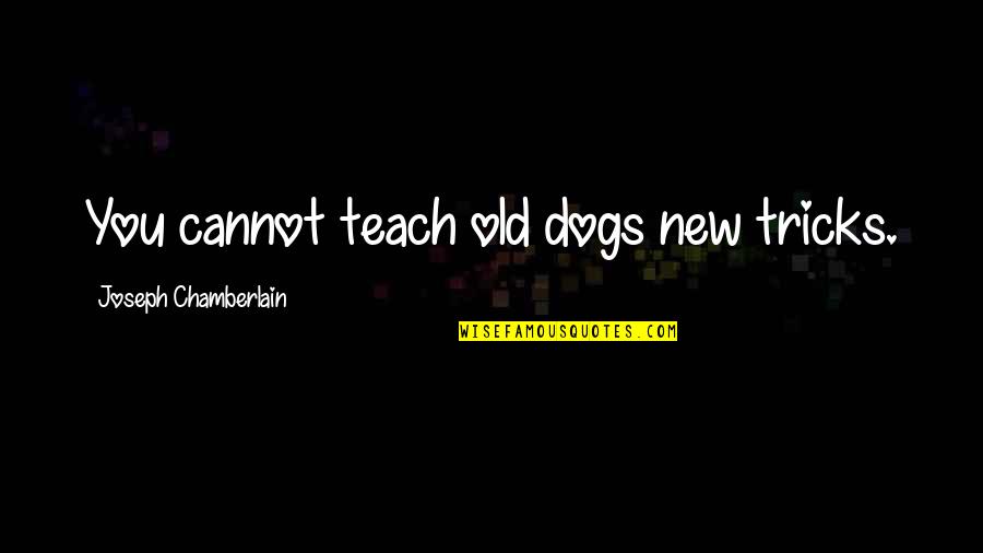 Joseph Chamberlain Quotes By Joseph Chamberlain: You cannot teach old dogs new tricks. Joseph Chamberlain Quotes By Joseph Chamberlain: You cannot teach old dogs new tricks.