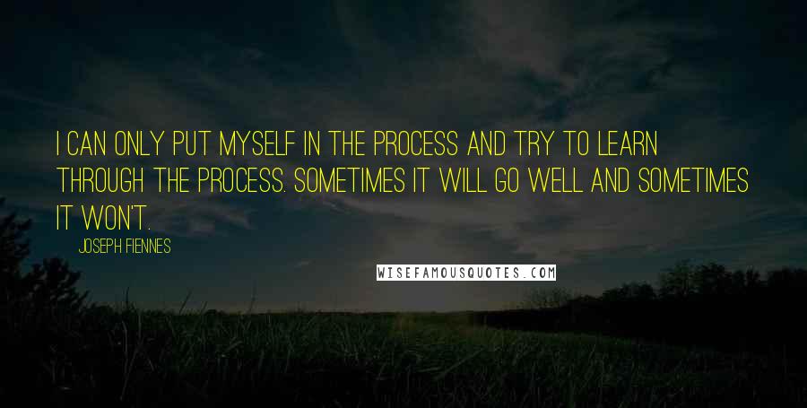 Joseph Fiennes quotes: I can only put myself in the process and try to learn through the process. Sometimes it will go well and sometimes it won't.