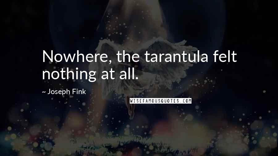 Joseph Fink quotes: Nowhere, the tarantula felt nothing at all.