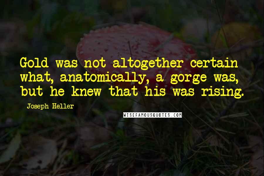 Joseph Heller quotes: Gold was not altogether certain what, anatomically, a gorge was, but he knew that his was rising.