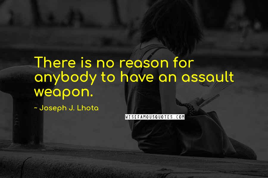 Joseph J. Lhota quotes: There is no reason for anybody to have an assault weapon.