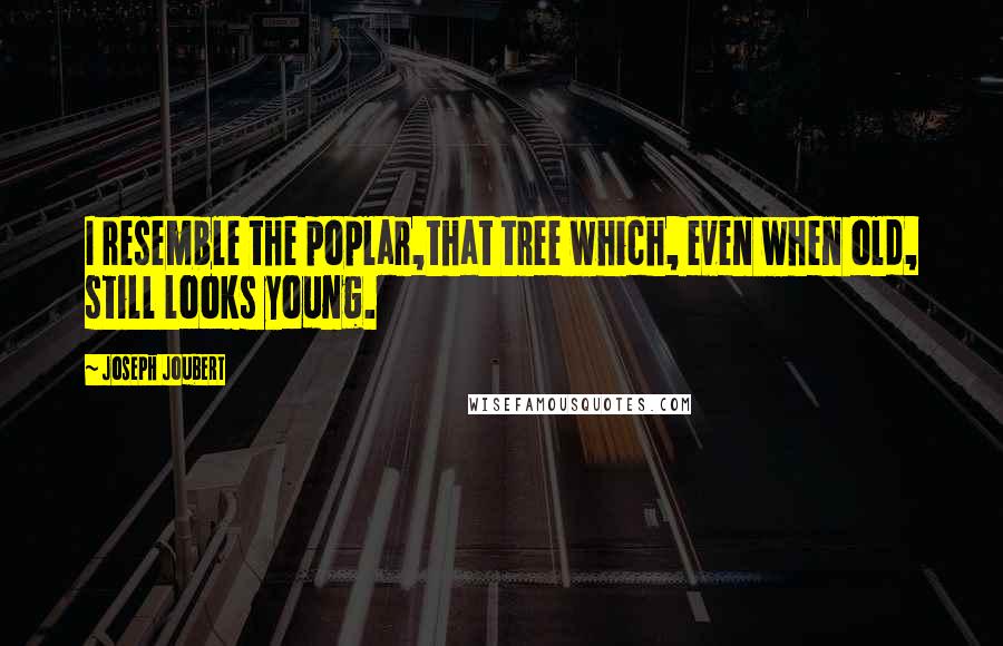 Joseph Joubert quotes: I resemble the poplar,that tree which, even when old, still looks young.