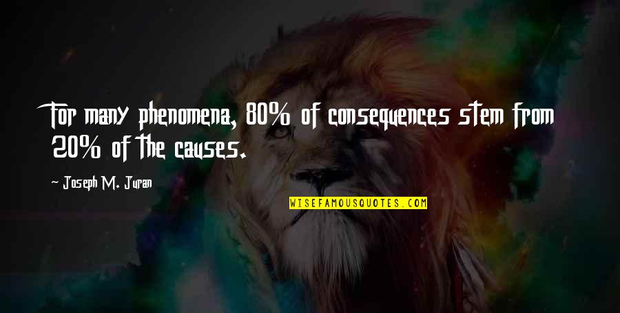 Joseph Juran Quotes By Joseph M. Juran: For many phenomena, 80% of consequences stem from
