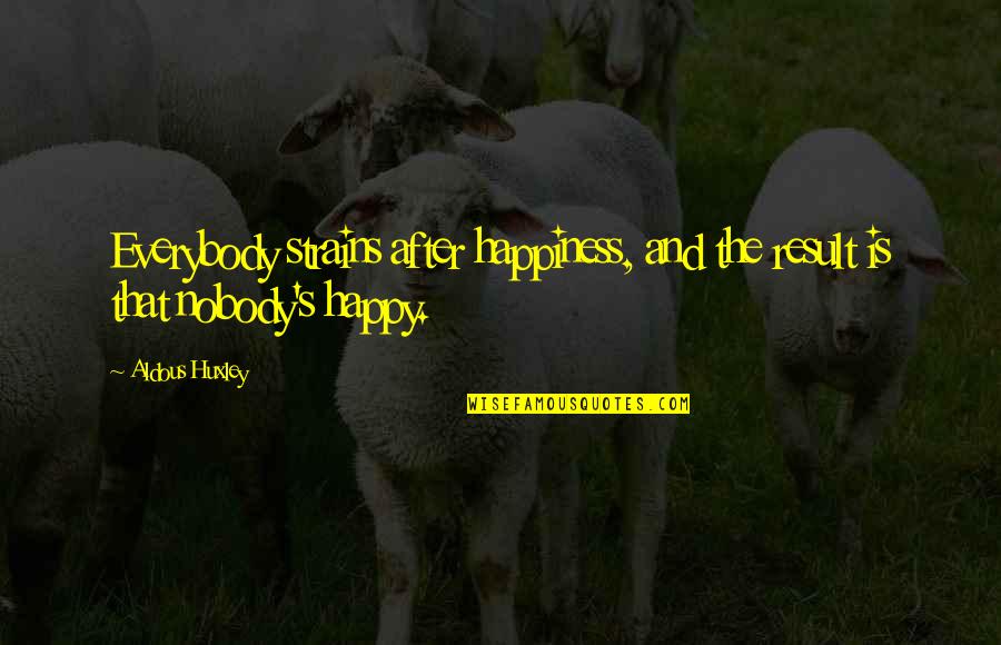 Joseph Liouville Quotes By Aldous Huxley: Everybody strains after happiness, and the result is