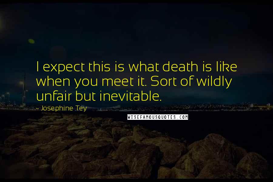 Josephine Tey quotes: I expect this is what death is like when you meet it. Sort of wildly unfair but inevitable.