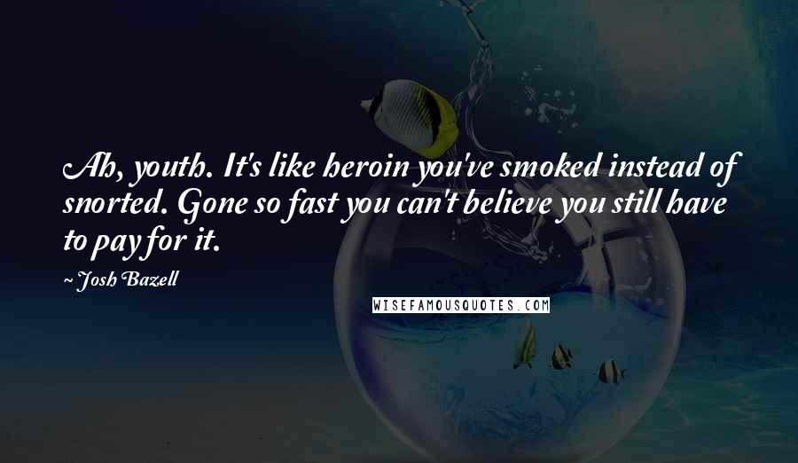 Josh Bazell quotes: Ah, youth. It's like heroin you've smoked instead of snorted. Gone so fast you can't believe you still have to pay for it.