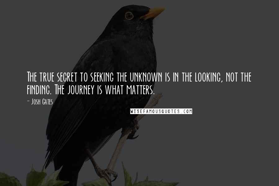 Josh Gates quotes: The true secret to seeking the unknown is in the looking, not the finding. The journey is what matters.