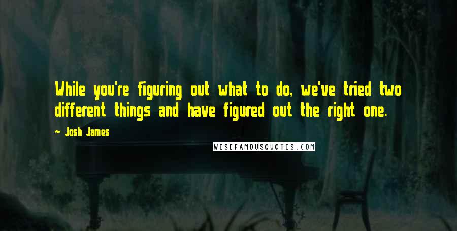 Josh James quotes: While you're figuring out what to do, we've tried two different things and have figured out the right one.