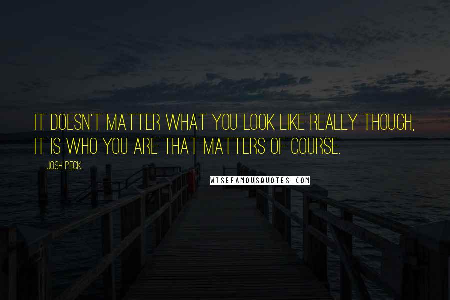 Josh Peck quotes: It doesn't matter what you look like really though, it is who you are that matters of course.