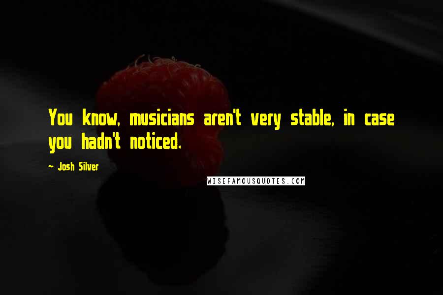 Josh Silver quotes: You know, musicians aren't very stable, in case you hadn't noticed.