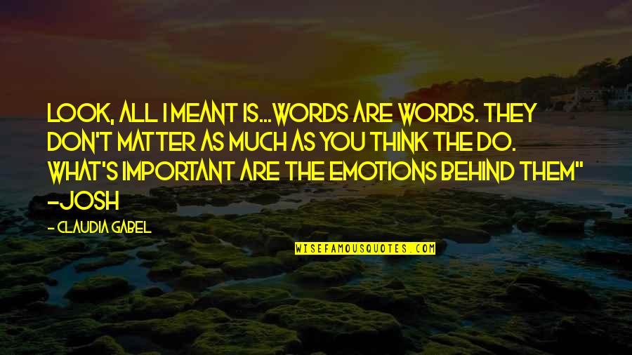 Josh's Quotes By Claudia Gabel: Look, all I meant is...words are words. They