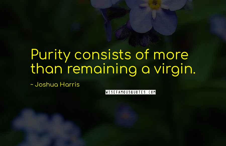 Joshua Harris quotes: Purity consists of more than remaining a virgin.