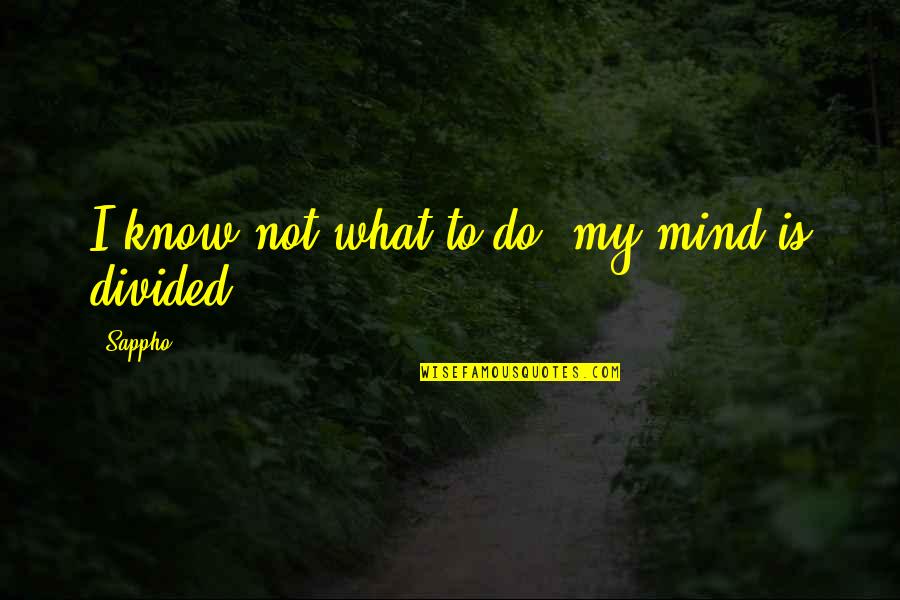 Josias Manzanillo Quotes By Sappho: I know not what to do, my mind