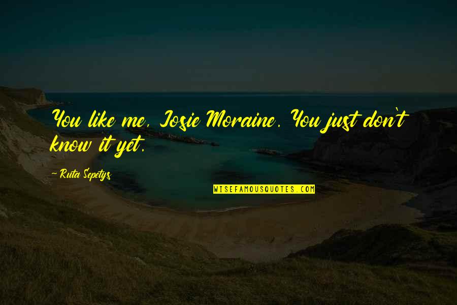 Josie's Quotes By Ruta Sepetys: You like me, Josie Moraine. You just don't