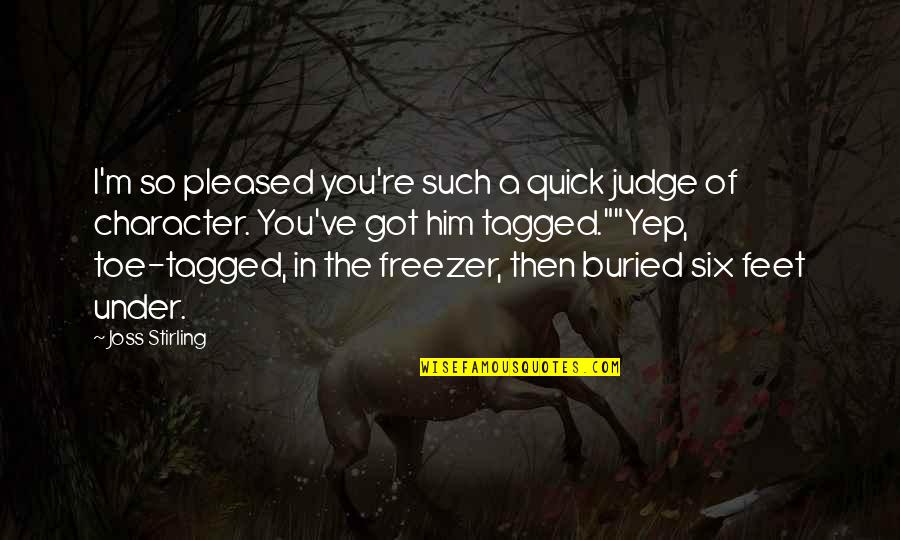 Joss Stirling Quotes By Joss Stirling: I'm so pleased you're such a quick judge