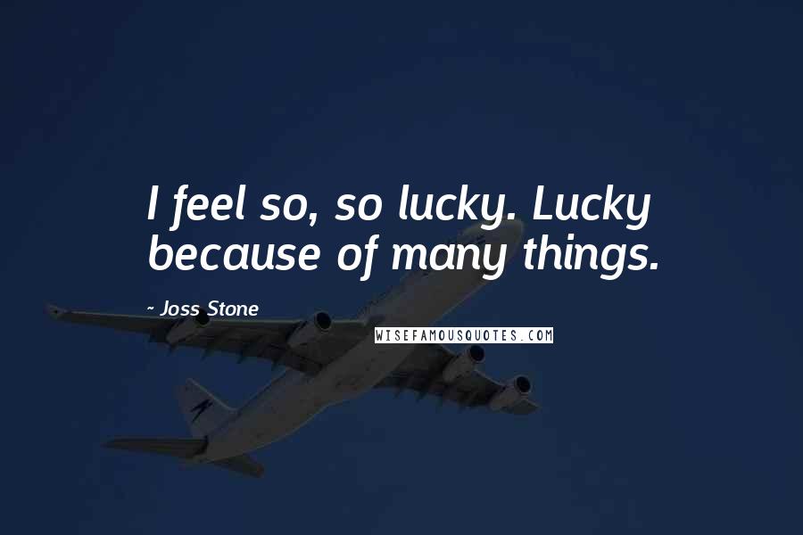 Joss Stone quotes: I feel so, so lucky. Lucky because of many things.